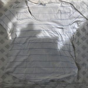 White and blue striped tee
